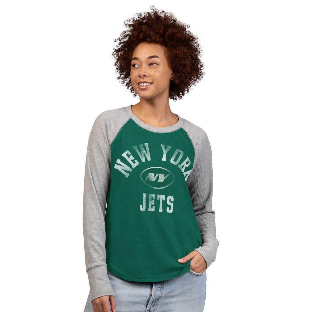 New York Jets G-III 4Her by Carl Banks Women's Waffle Knit Raglan Long Sleeve T-Shirt | NFL US