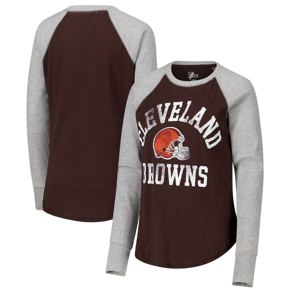 Cleveland Browns G-III 4Her by Carl Banks Women's Waffle Knit Raglan Long Sleeve T-Shirt | NFL New