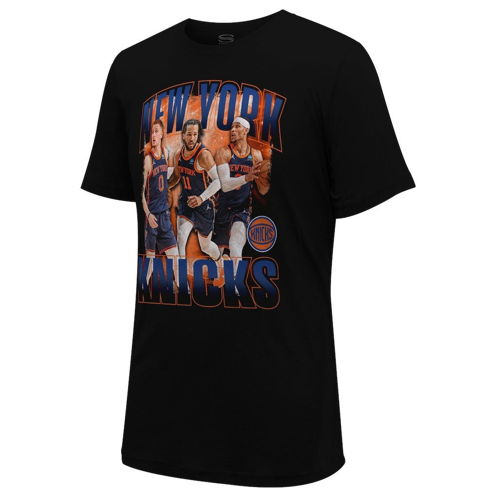 Black Jalen Brunson, Donte DiVincenzo & Josh Hart New York Knicks Stadium Essentials Unisex Trio T-Shirt | NBA