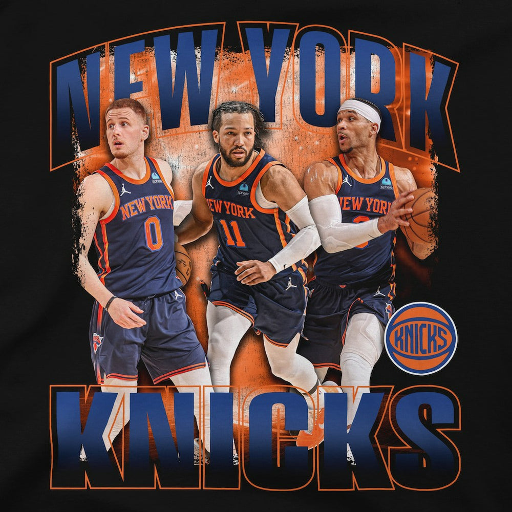 Black Jalen Brunson, Donte DiVincenzo & Josh Hart New York Knicks Stadium Essentials Unisex Trio T-Shirt | NBA