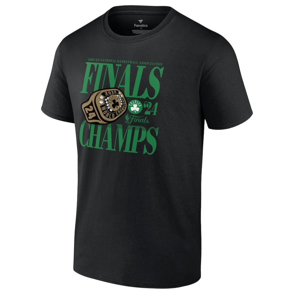 Black Boston Celtics 2024 NBA Finals Champions Ball Screen Ring T-Shirt | NBA