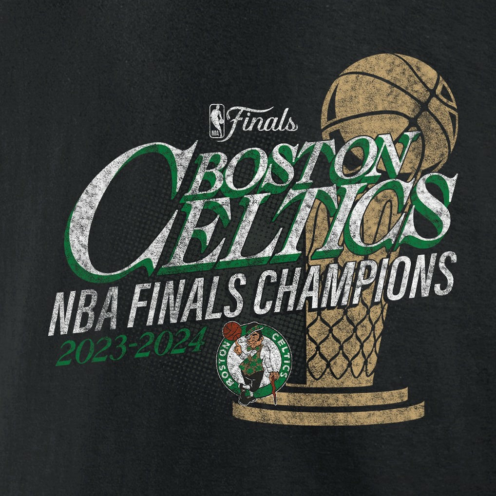 Black Boston Celtics 2024 NBA Finals Champions Fast Break Finish Trophy T-Shirt | NBA