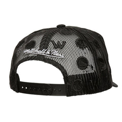 Black Golden State Warriors Monogram Allover Logo Mesh Trucker Adjustable Hat sale | NBA