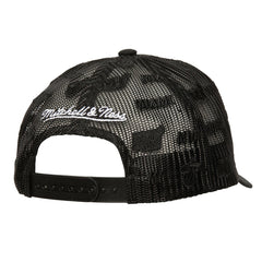 Black Miami Heat Monogram Allover Logo Mesh Trucker Adjustable Hat | NBA