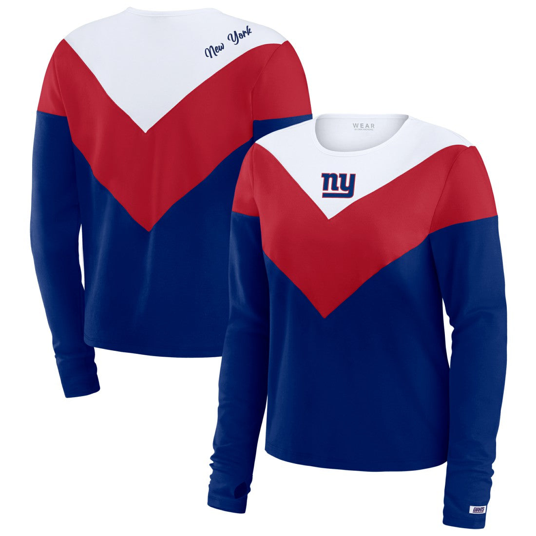 New York Giants WEAR by Erin Andrews Women's Chevron Tri-Blend Long Sleeve T-Shirt | NFL Online