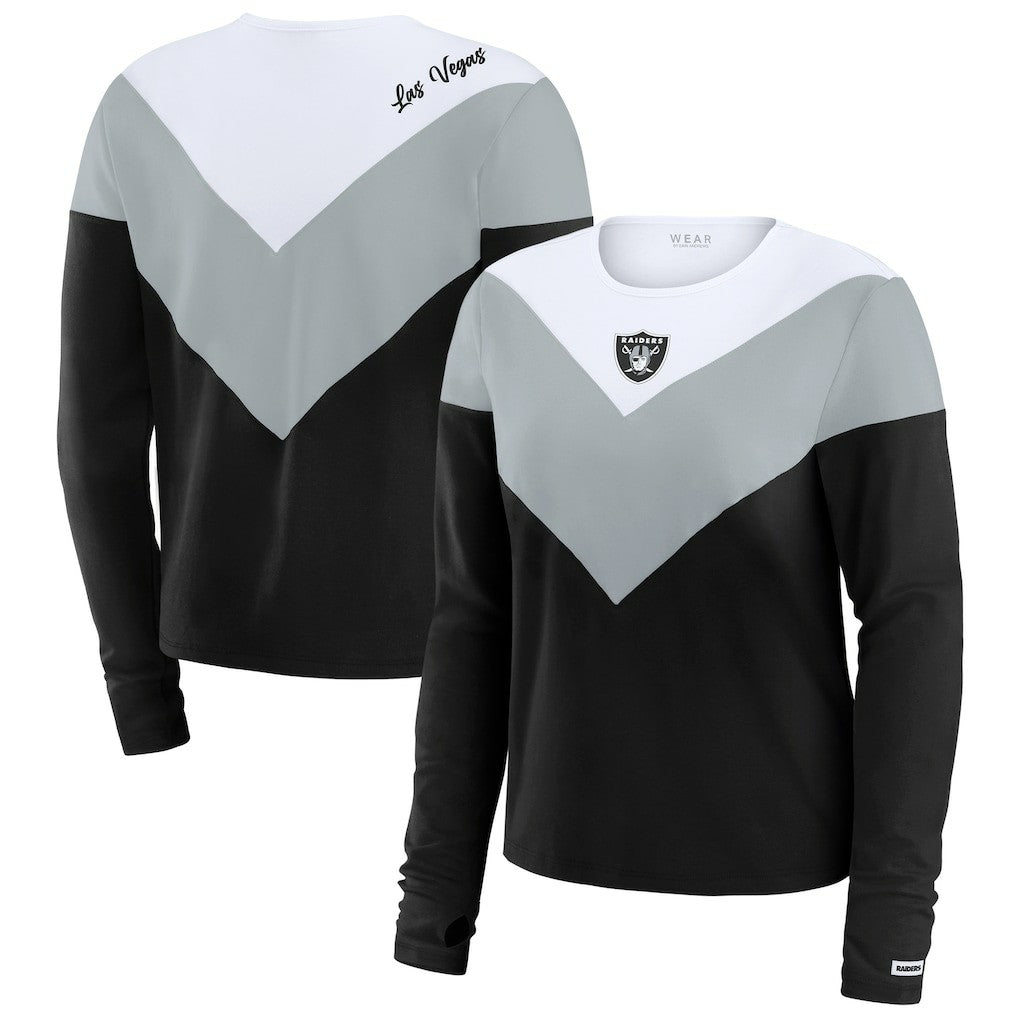 Las Vegas Raiders WEAR by Erin Andrews Women's Chevron Tri-Blend Long Sleeve T-Shirt | NFL Online