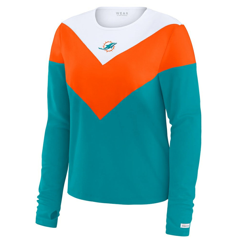 Miami Dolphins WEAR by Erin Andrews Women's Chevron Tri-Blend Long Sleeve T-Shirt | NFL Sale