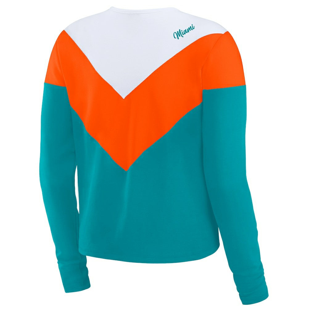 Miami Dolphins WEAR by Erin Andrews Women's Chevron Tri-Blend Long Sleeve T-Shirt | NFL Sale