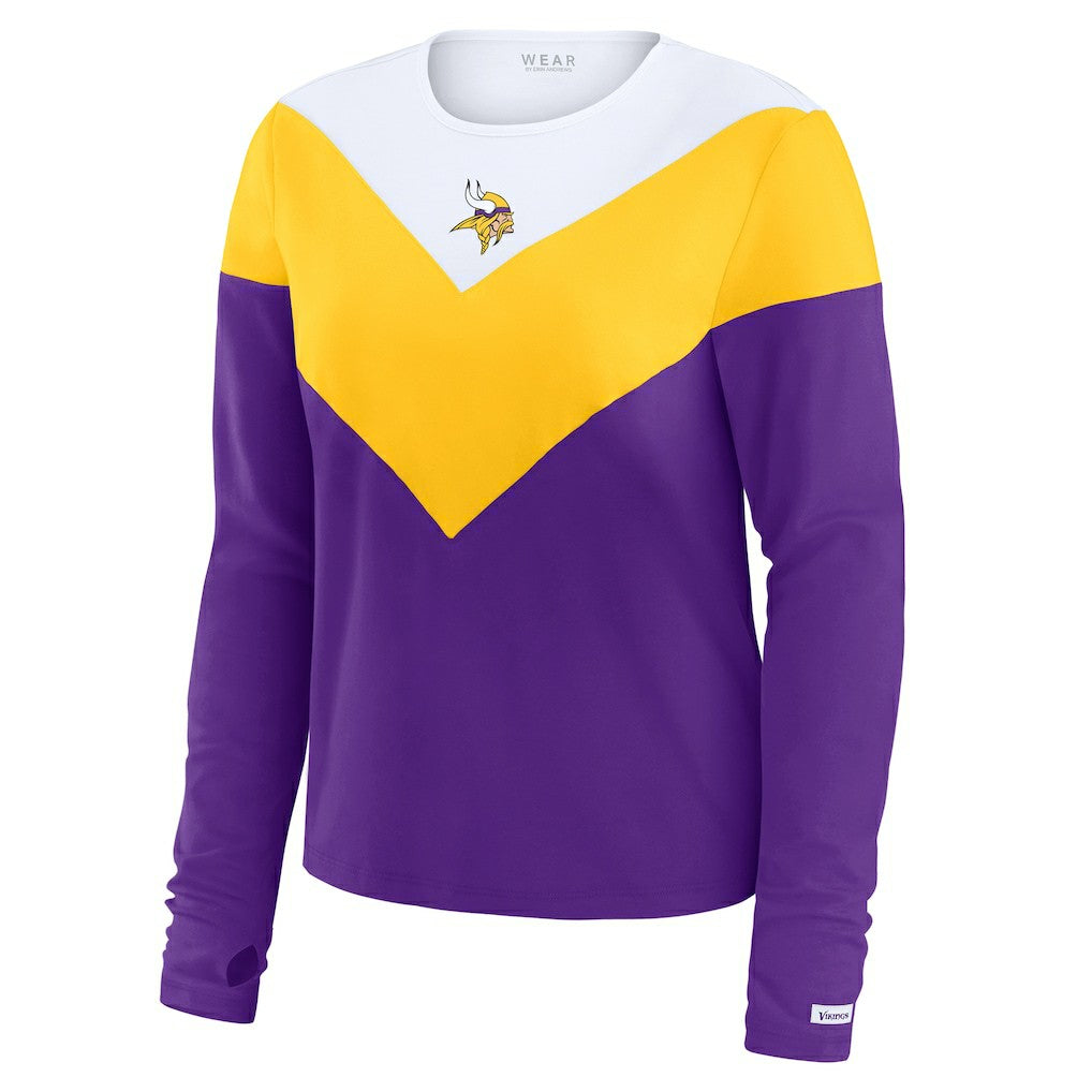 Minnesota Vikings WEAR by Erin Andrews Women's Chevron Tri-Blend Long Sleeve T-Shirt | NFL Online