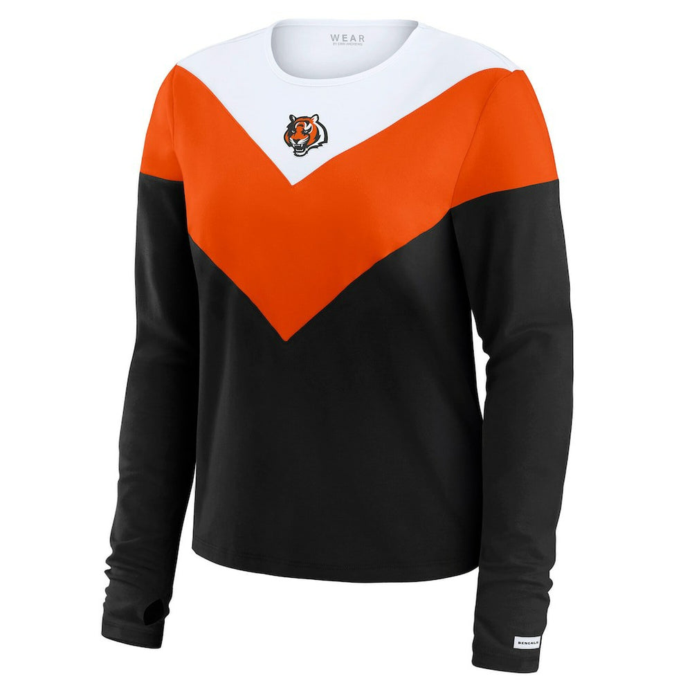Cincinnati Bengals WEAR by Erin Andrews Women's Plus Size Chevron Tri-Blend Long Sleeve T-Shirt | NFL New