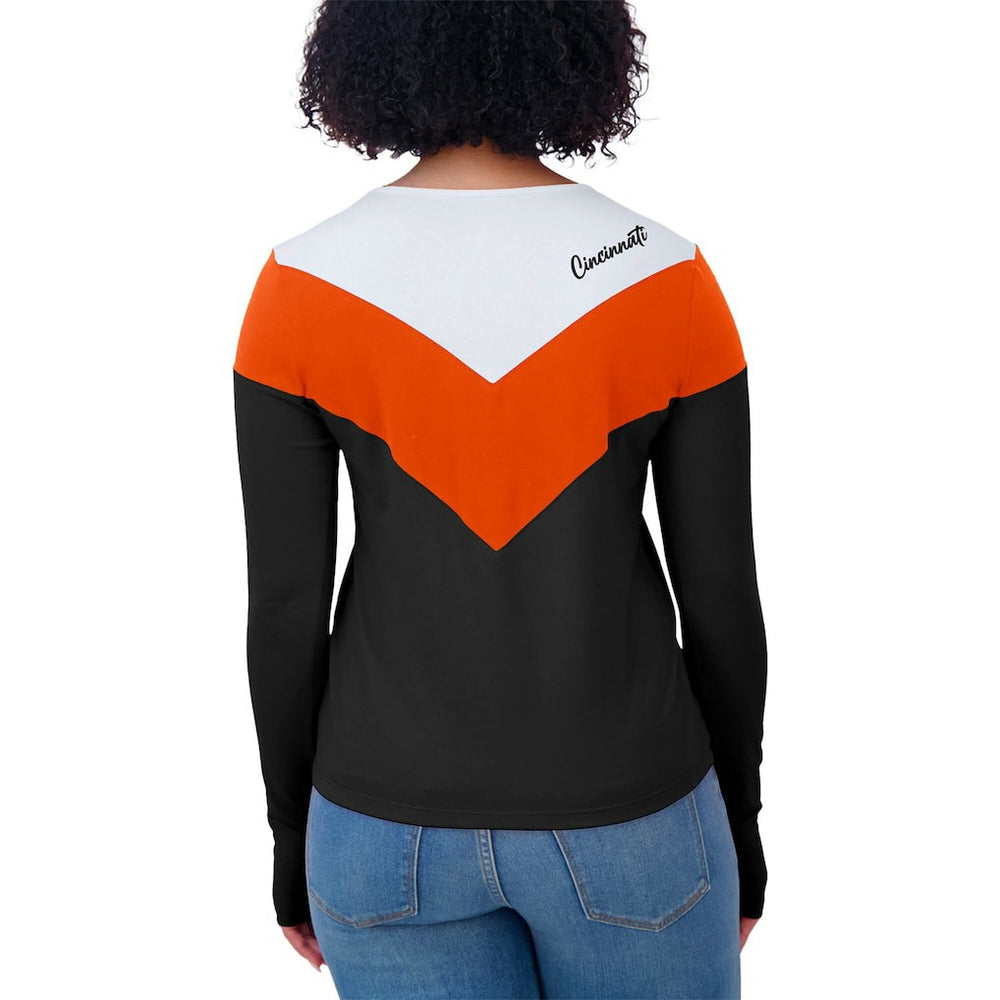Cincinnati Bengals WEAR by Erin Andrews Women's Plus Size Chevron Tri-Blend Long Sleeve T-Shirt | NFL New
