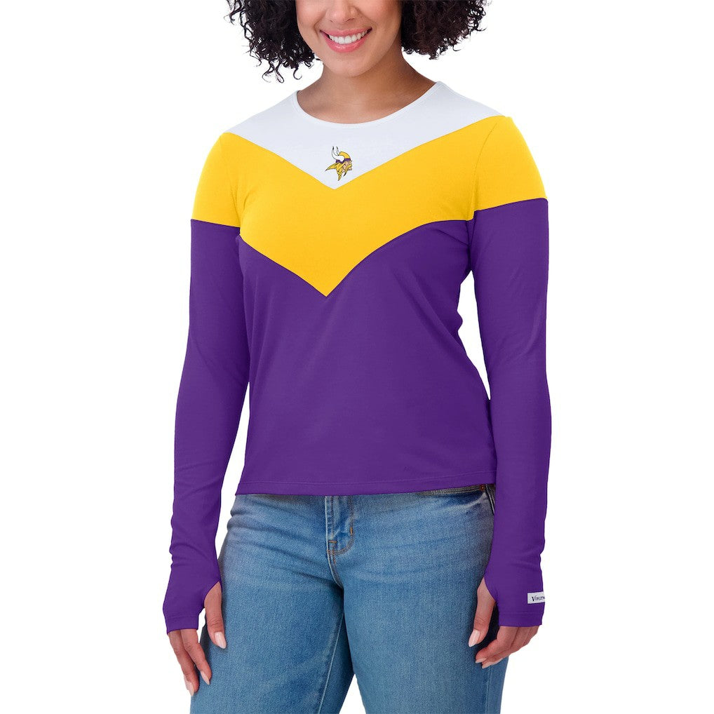 Minnesota Vikings WEAR by Erin Andrews Women's Plus Size Chevron Tri-Blend Long Sleeve T-Shirt | NFL US
