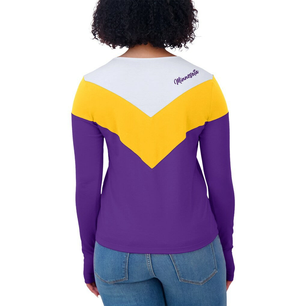 Minnesota Vikings WEAR by Erin Andrews Women's Plus Size Chevron Tri-Blend Long Sleeve T-Shirt | NFL US
