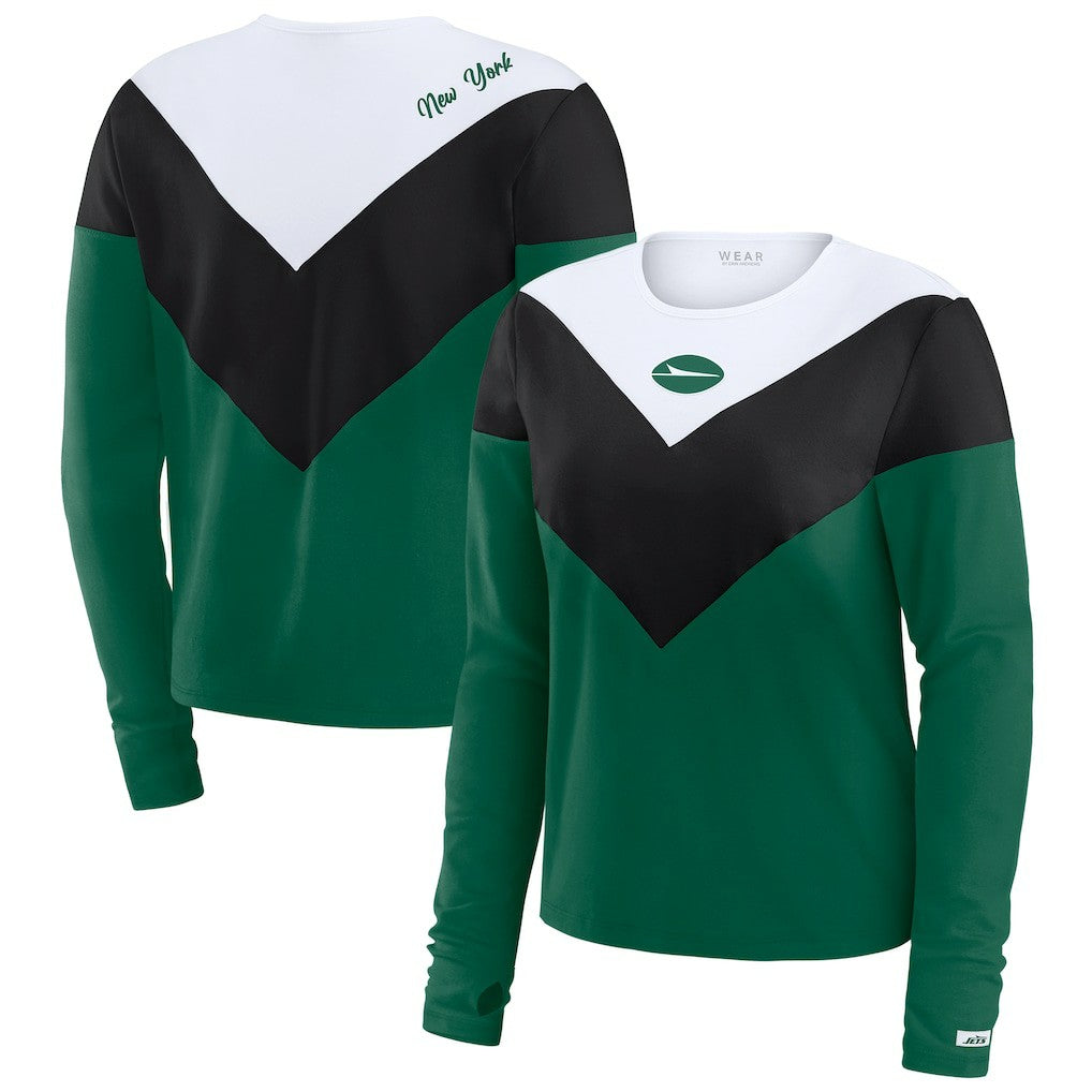 New York Jets WEAR by Erin Andrews Women's Plus Size Chevron Tri-Blend Long Sleeve T-Shirt | NFL US