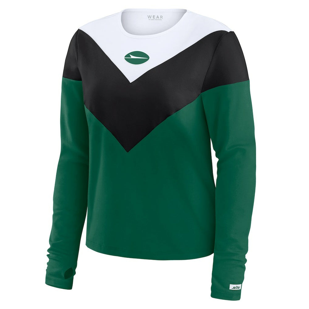 New York Jets WEAR by Erin Andrews Women's Plus Size Chevron Tri-Blend Long Sleeve T-Shirt | NFL US