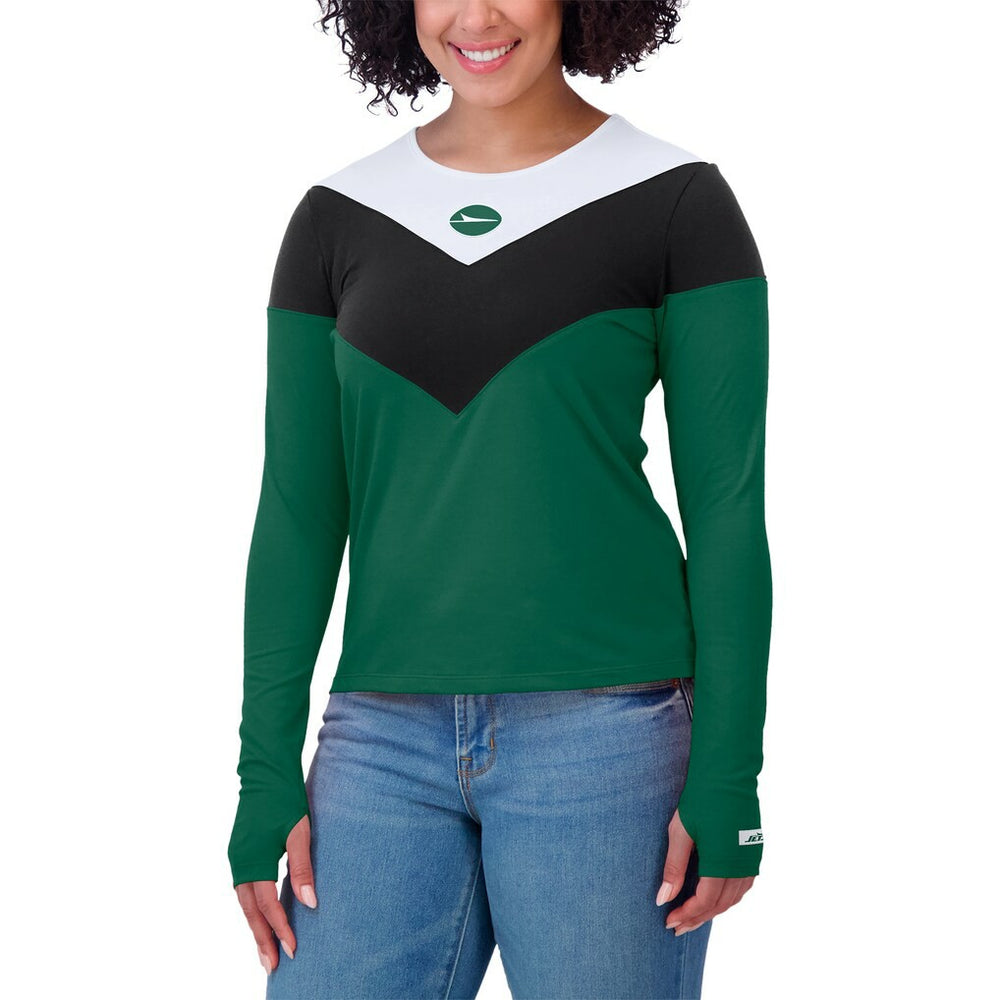 New York Jets WEAR by Erin Andrews Women's Plus Size Chevron Tri-Blend Long Sleeve T-Shirt | NFL US