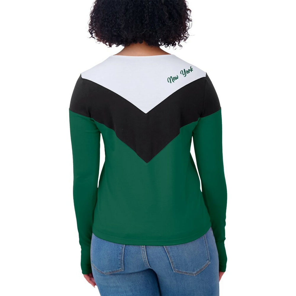 New York Jets WEAR by Erin Andrews Women's Plus Size Chevron Tri-Blend Long Sleeve T-Shirt | NFL US