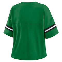 New York Jets WEAR by Erin Andrews Women's Color Block Boxy V-Neck T-Shirt | NFL Hot