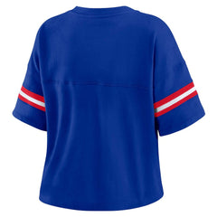 Buffalo Bills WEAR by Erin Andrews Women's Plus Size Color Block Boxy V-Neck T-Shirt | NFL Sale