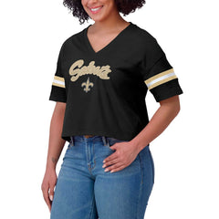 New Orleans Saints WEAR by Erin Andrews Women's Plus Size Color Block Boxy V-Neck T-Shirt | NFL Near me