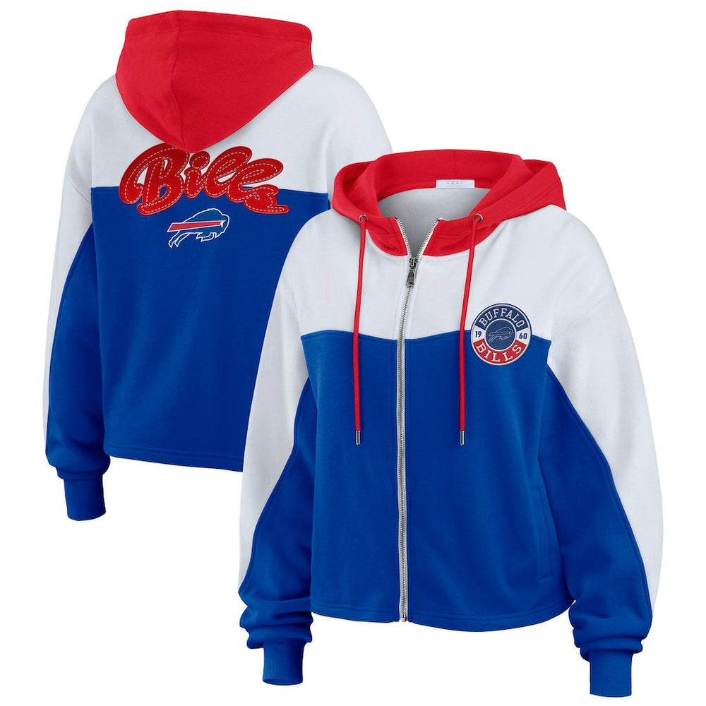 Buffalo Bills WEAR by Erin Andrews Women's Plus Size Color Block Full-Zip Hoodie | NFL New