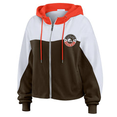 Cleveland Browns WEAR by Erin Andrews Women's Plus Size Color Block Full-Zip Hoodie | NFL Outlet