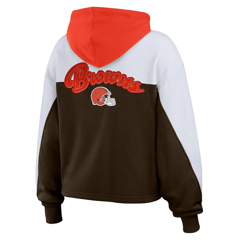 Cleveland Browns WEAR by Erin Andrews Women's Plus Size Color Block Full-Zip Hoodie | NFL Outlet
