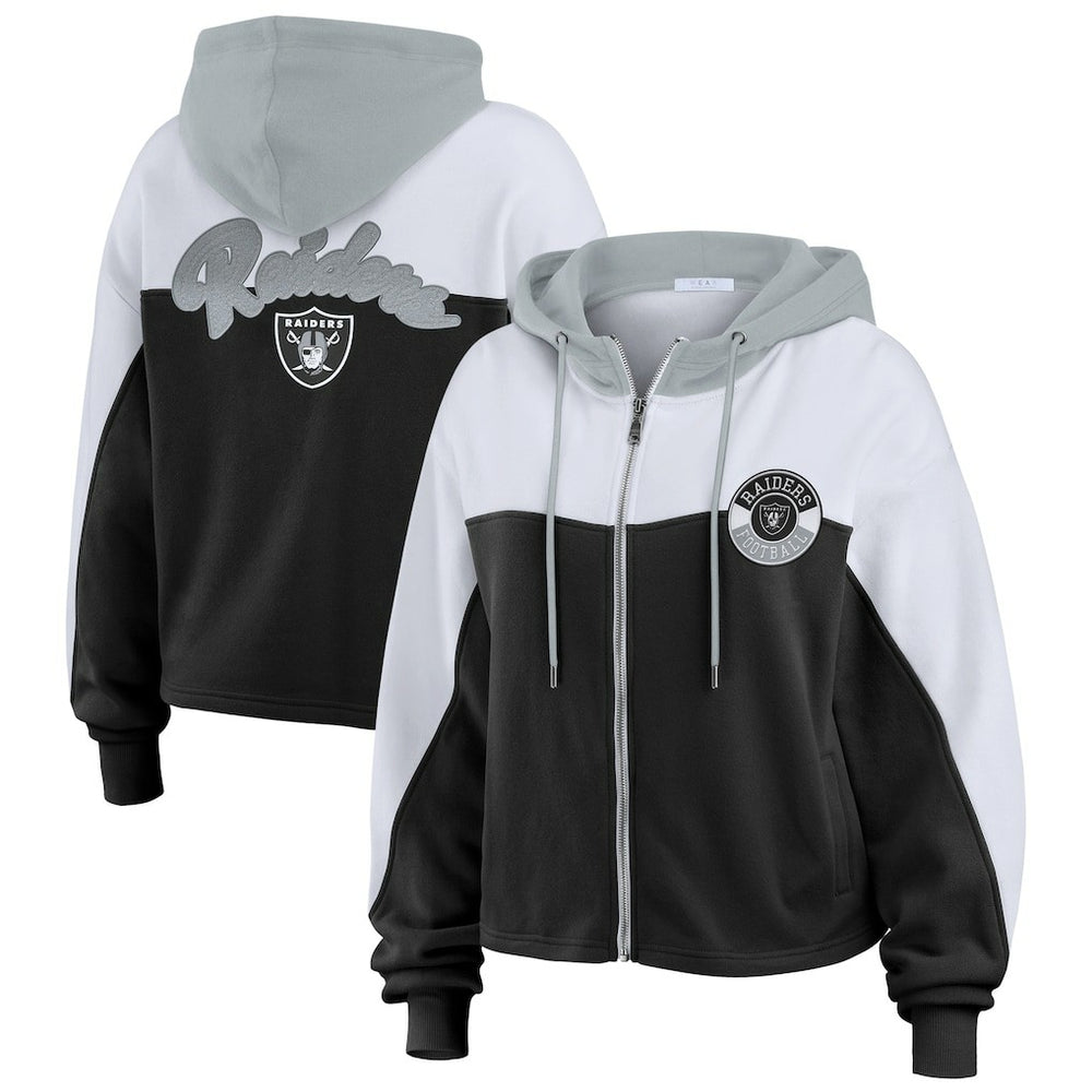 Las Vegas Raiders WEAR by Erin Andrews Women's Plus Size Color Block Full-Zip Hoodie | NFL Near me