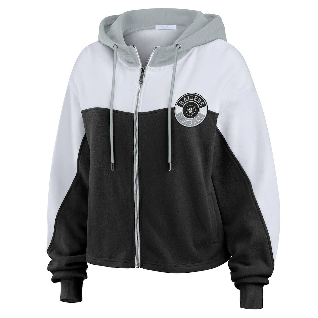 Las Vegas Raiders WEAR by Erin Andrews Women's Plus Size Color Block Full-Zip Hoodie | NFL Near me