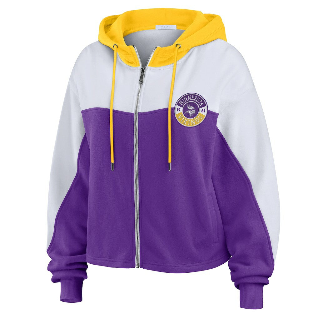 Minnesota Vikings WEAR by Erin Andrews Women's Plus Size Color Block Full-Zip Hoodie | NFL Near me