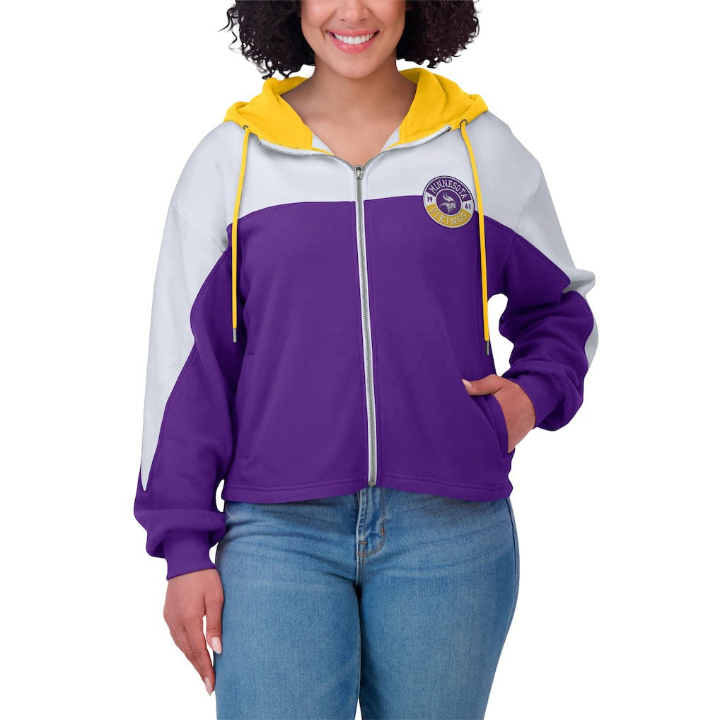 Minnesota Vikings WEAR by Erin Andrews Women's Plus Size Color Block Full-Zip Hoodie | NFL Near me