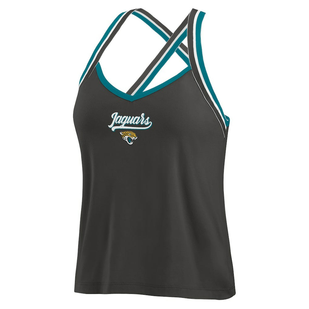 Jacksonville Jaguars WEAR by Erin Andrews Women's Cross Strap Tri-Blend Tank Top | NFL Hot