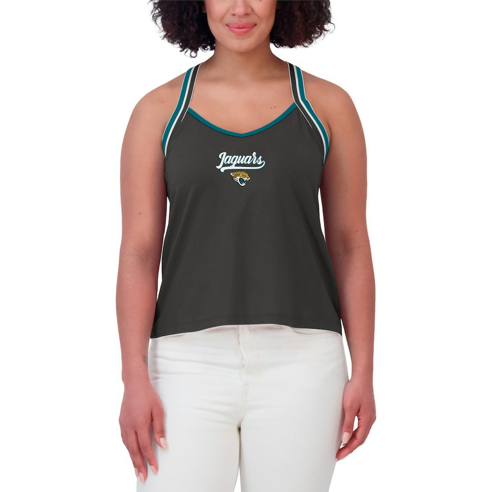 Jacksonville Jaguars WEAR by Erin Andrews Women's Cross Strap Tri-Blend Tank Top | NFL Hot