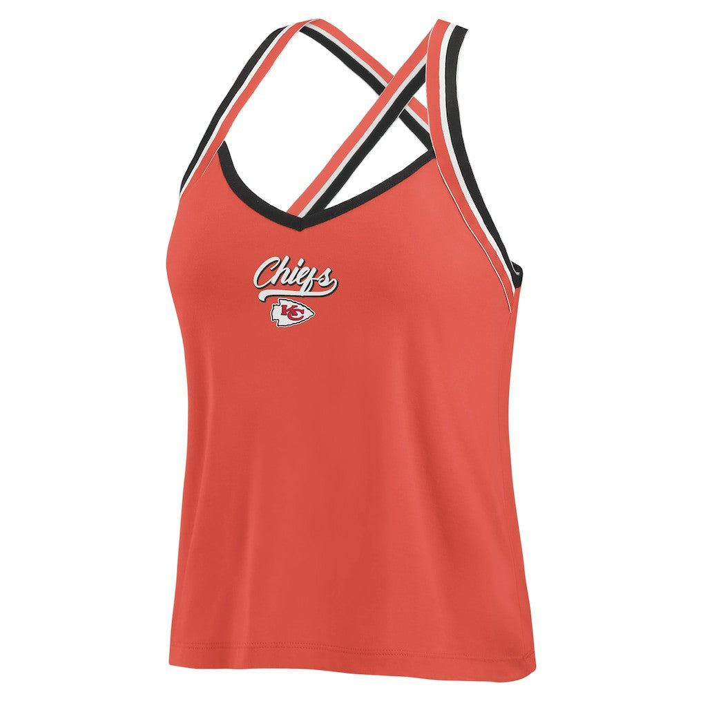 Kansas City Chiefs WEAR by Erin Andrews Women's Cross Strap Tri-Blend Tank Top | NFL Hot