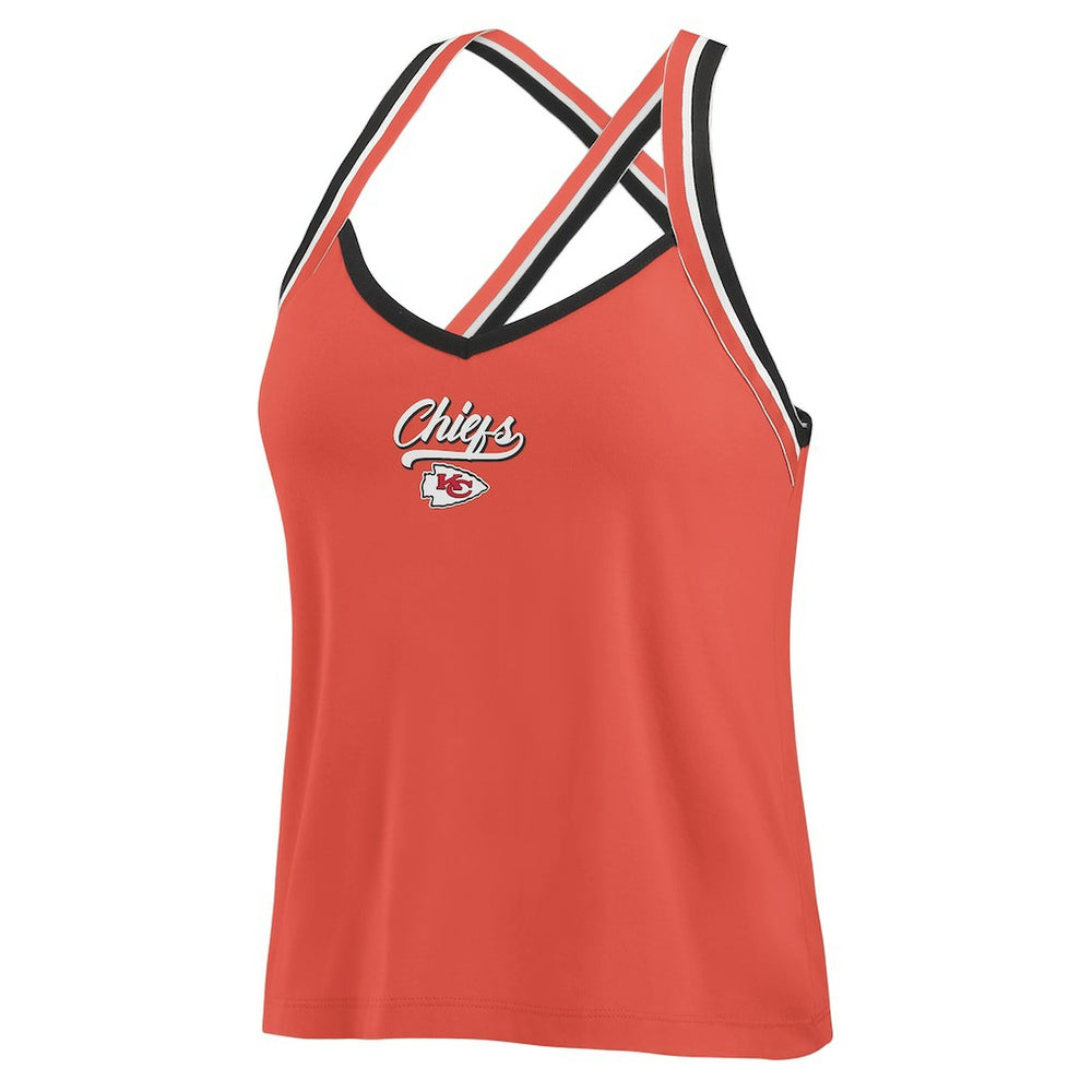 Kansas City Chiefs WEAR by Erin Andrews Women's Cross Strap Tri-Blend Tank Top | NFL Hot
