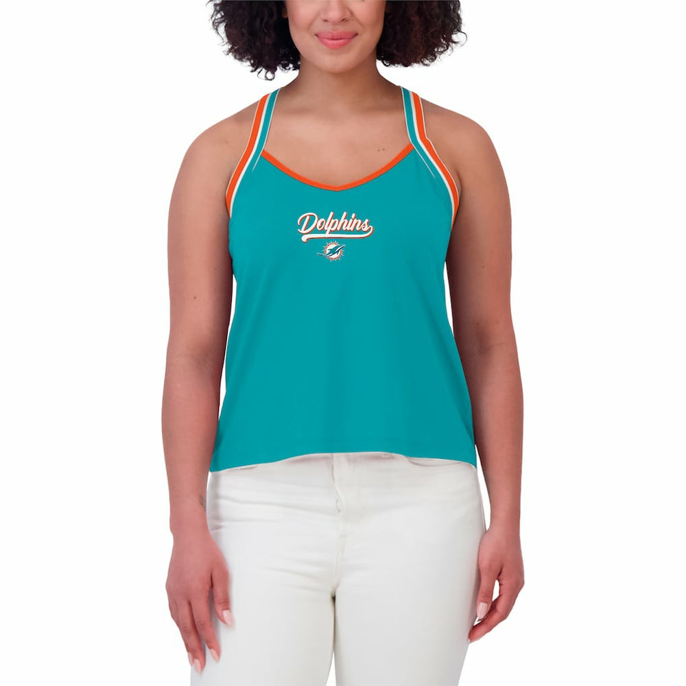 Miami Dolphins WEAR by Erin Andrews Women's Cross Strap Tri-Blend Tank Top | NFL Discount