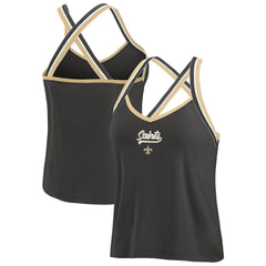New Orleans Saints WEAR by Erin Andrews Women's Cross Strap Tri-Blend Tank Top | NFL Outlet