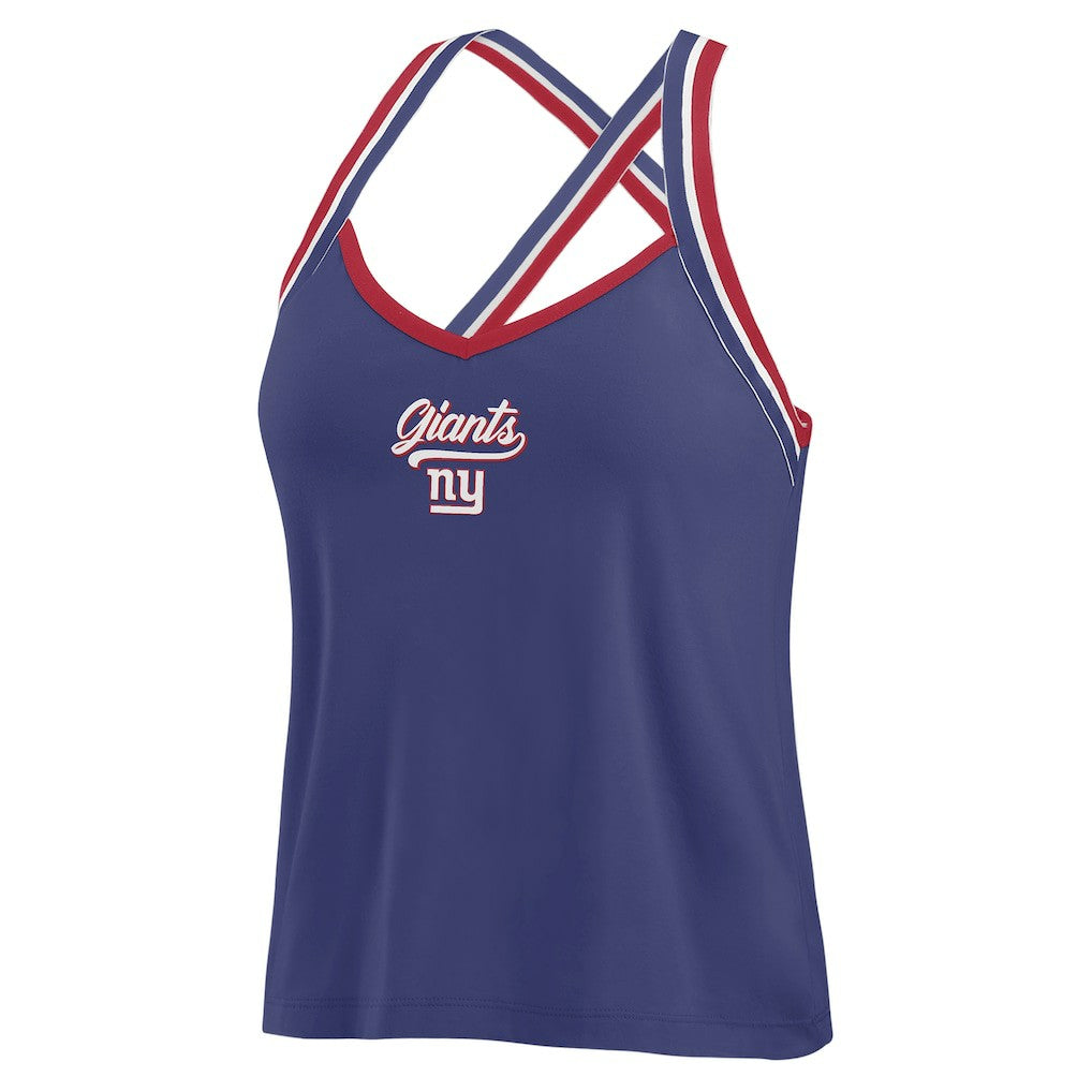 New York Giants WEAR by Erin Andrews Women's Cross Strap Tri-Blend Tank Top | NFL US