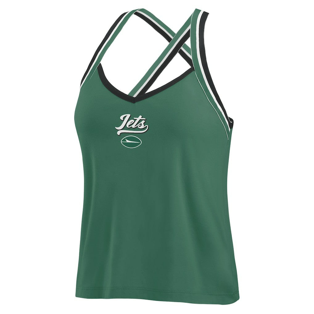 New York Jets WEAR by Erin Andrews Women's Cross Strap Tri-Blend Tank Top | NFL Hot
