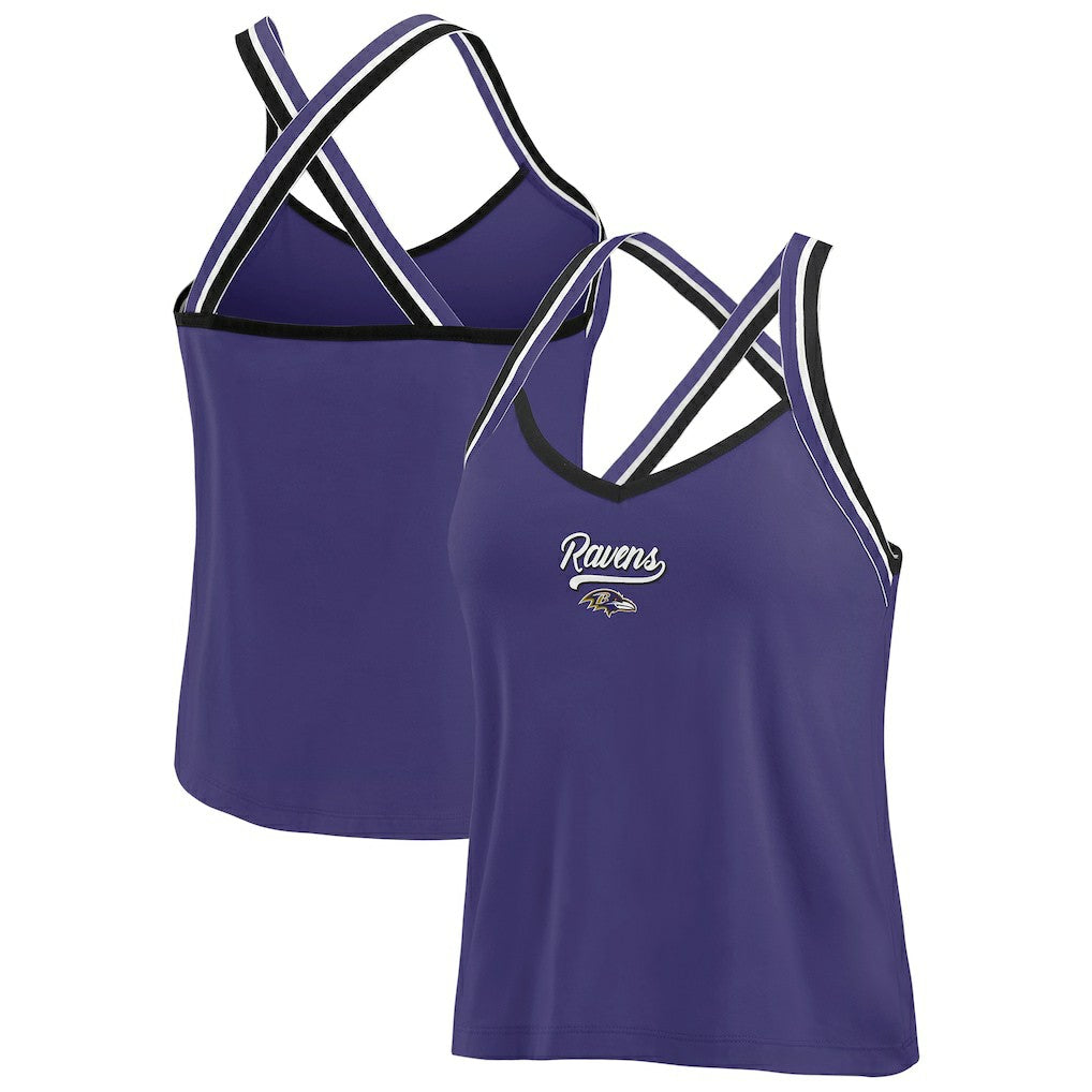 Baltimore Ravens WEAR by Erin Andrews Women's Cross Strap Tri-Blend Tank Top | NFL Online