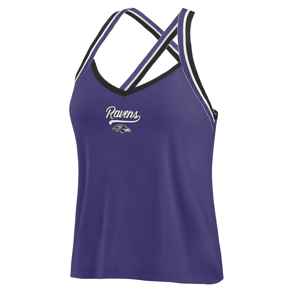 Baltimore Ravens WEAR by Erin Andrews Women's Cross Strap Tri-Blend Tank Top | NFL Online