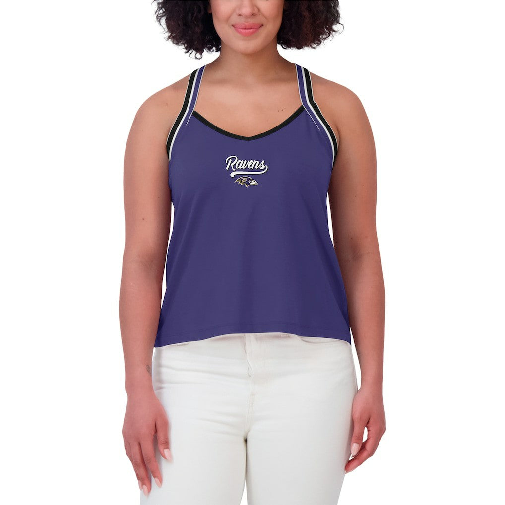 Baltimore Ravens WEAR by Erin Andrews Women's Cross Strap Tri-Blend Tank Top | NFL Online