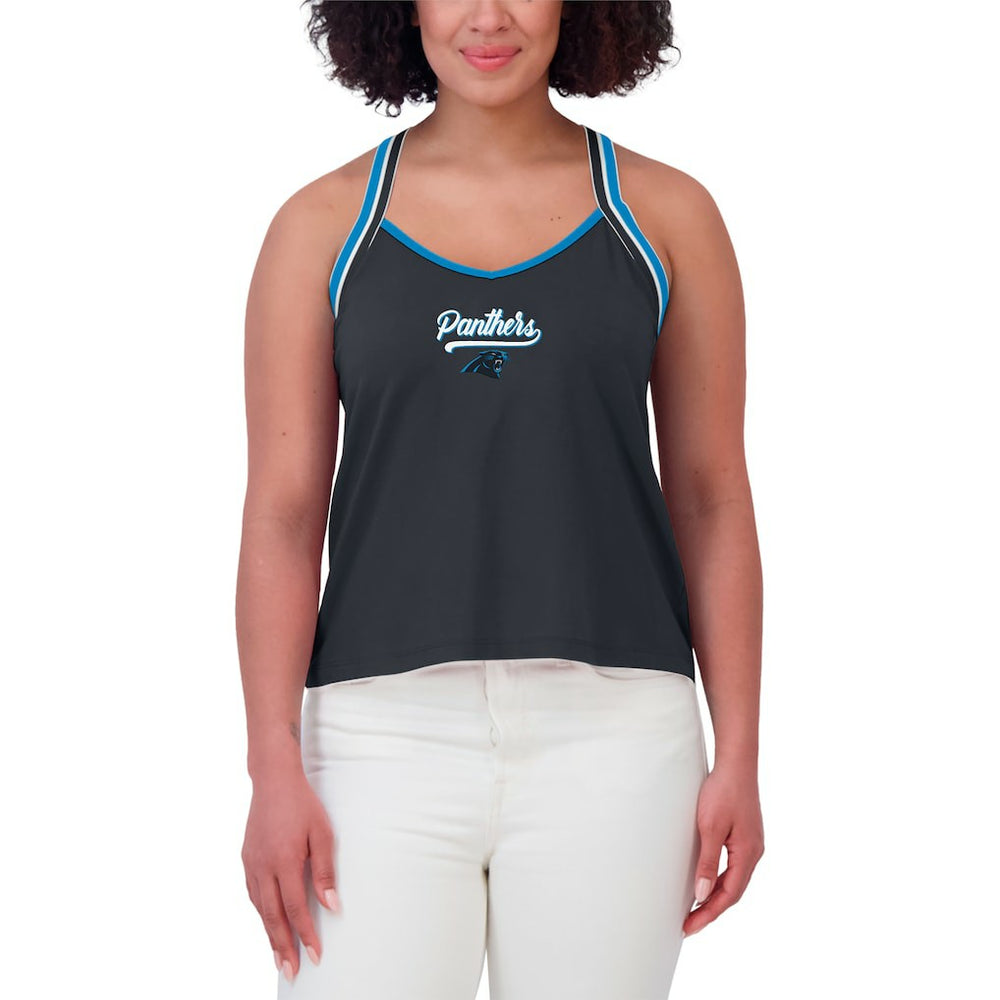 Carolina Panthers WEAR by Erin Andrews Women's Cross Strap Tri-Blend Tank Top | NFL Discount