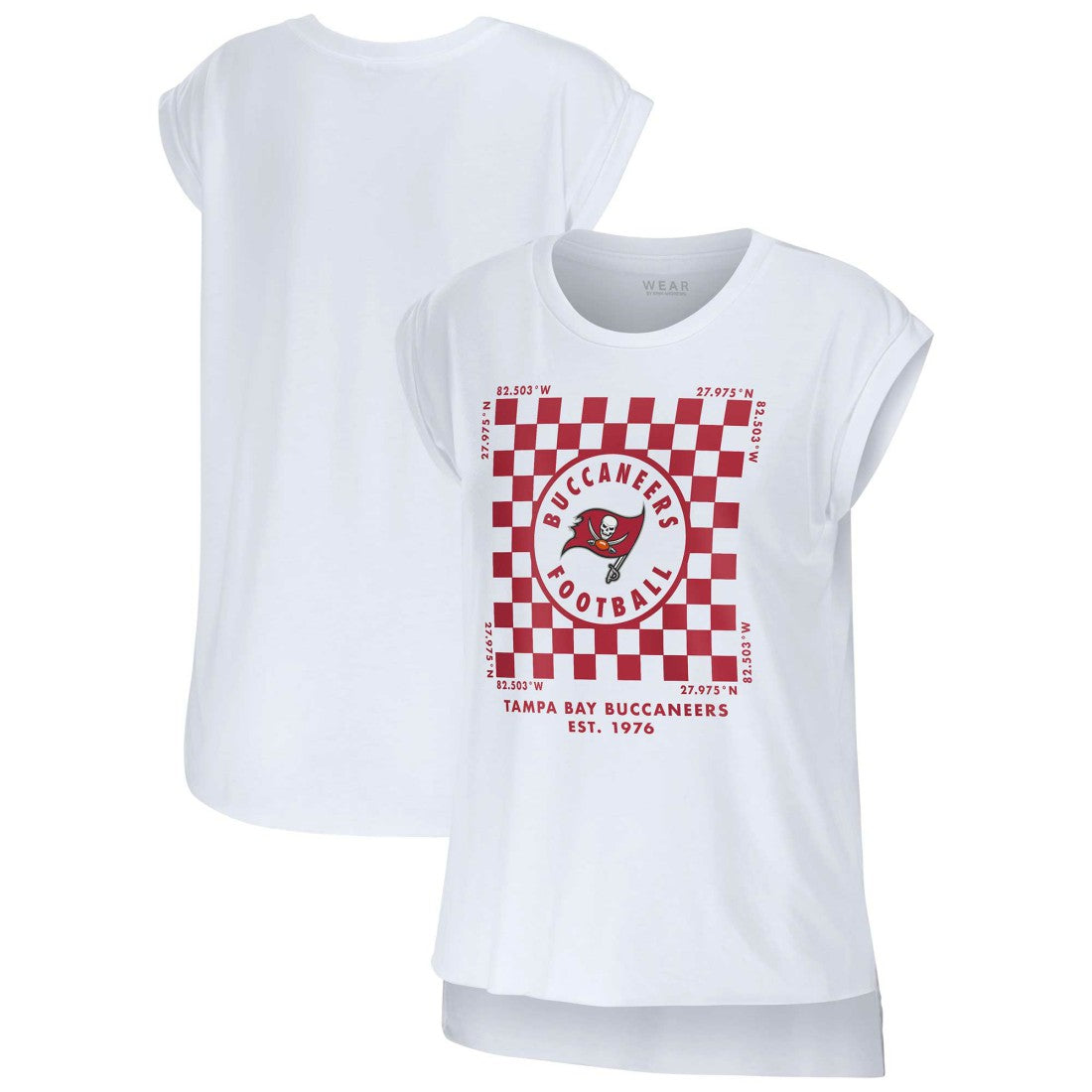 Tampa Bay Buccaneers WEAR by Erin Andrews Women's Checker Muscle Tank Top | NFL Sale
