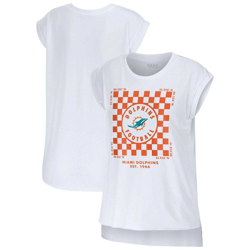 Miami Dolphins WEAR by Erin Andrews Women's Checker Muscle Tank Top | NFL Hot