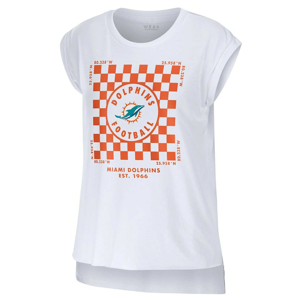Miami Dolphins WEAR by Erin Andrews Women's Checker Muscle Tank Top | NFL Hot
