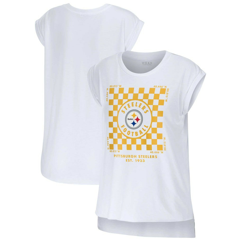 Pittsburgh Steelers WEAR by Erin Andrews Women's Checker Muscle Tank Top | NFL Discount