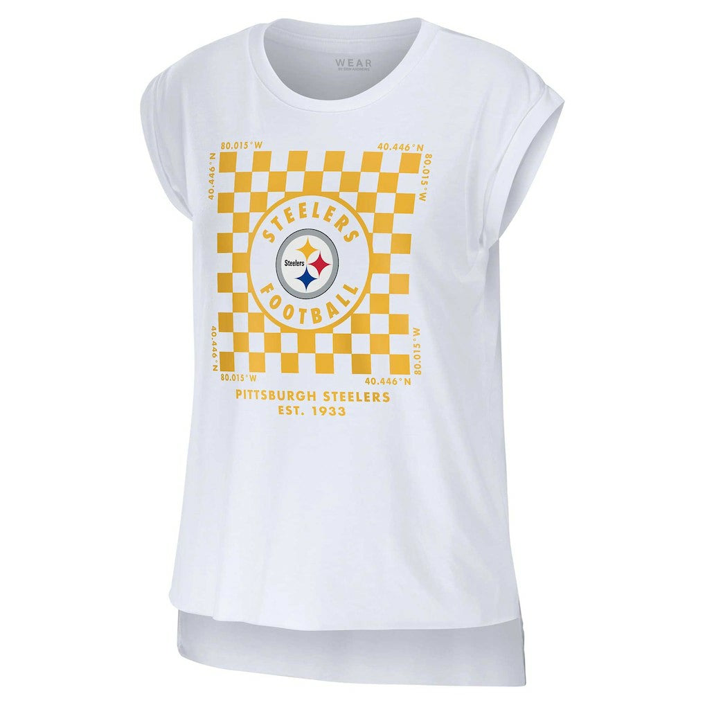 Pittsburgh Steelers WEAR by Erin Andrews Women's Checker Muscle Tank Top | NFL Discount