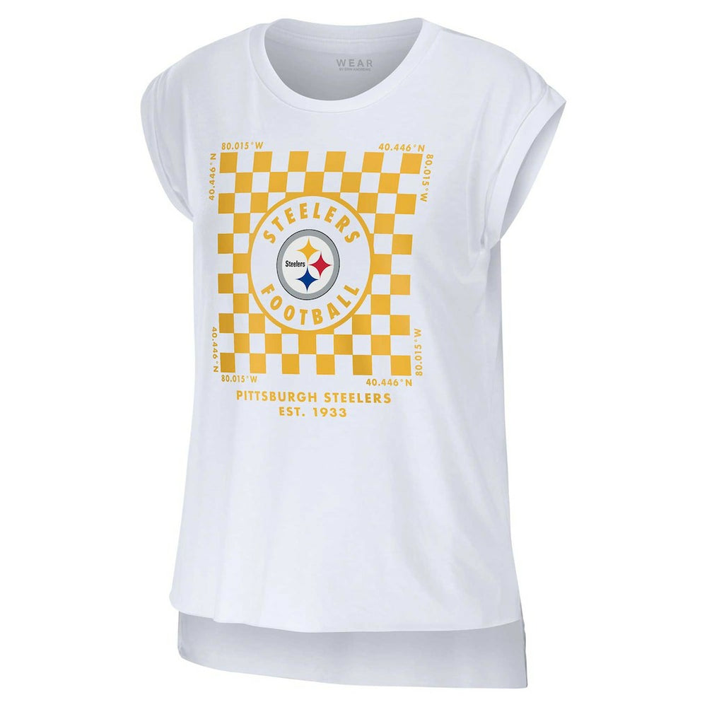 Pittsburgh Steelers WEAR by Erin Andrews Women's Checker Muscle Tank Top | NFL Discount