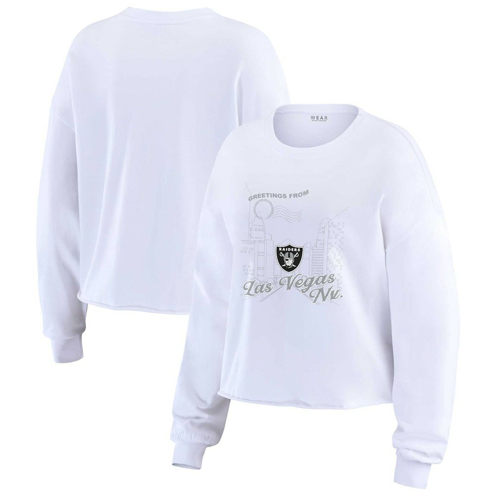 Las Vegas Raiders WEAR by Erin Andrews Women's Postcard Cropped Long Sleeve Top | NFL New